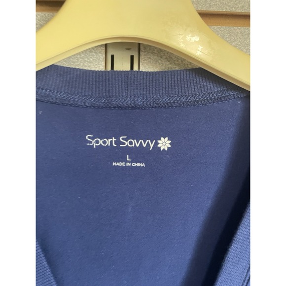 Sport Savvy Long Sleeve Zip Up Knit Jacket Blazer Long Shirt Blue L EUC‎ - Picture 2 of 6